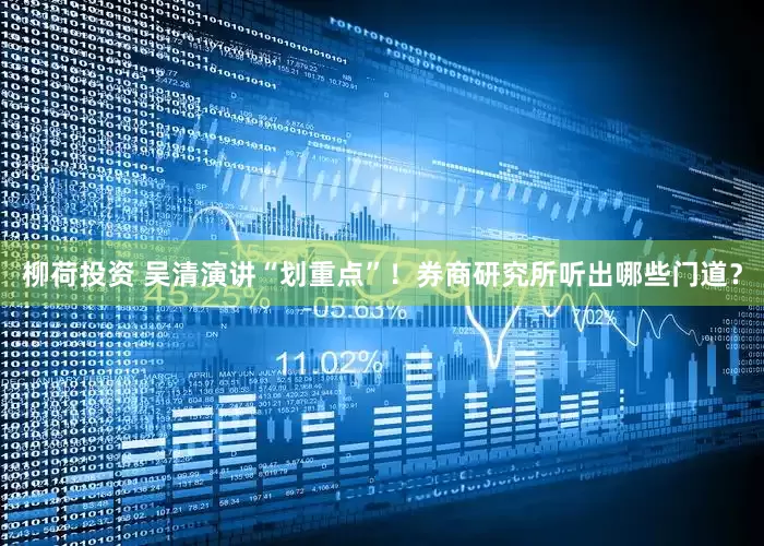 柳荷投资 吴清演讲“划重点”！券商研究所听出哪些门道？